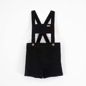 Popelin Black Corduroy Romper Suit With Bib
