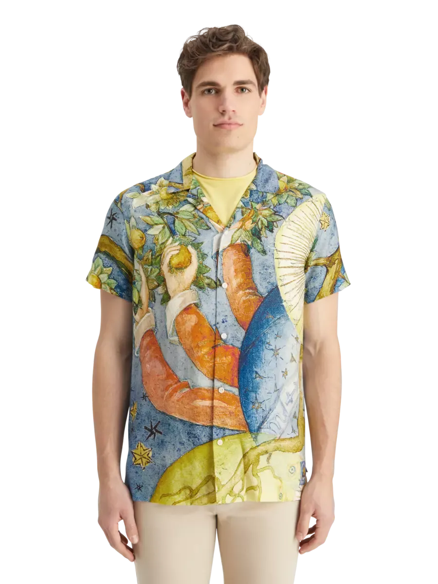 Printed Flower Linen Blend Shirt - 178432_410