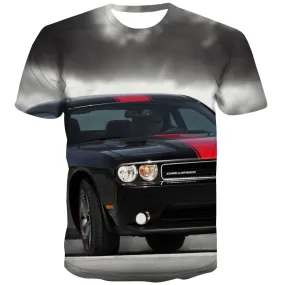 Racing Car T-shirt Men Metal T-shirts Graphic City Shirt Print Gray Tshirt Anime Retro Tshirts Cool