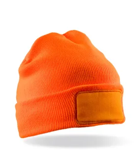 Recycled ThinsulateTM printers beanie | Fluorescent Orange