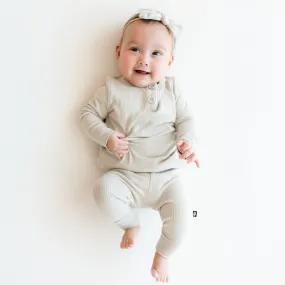 Ribbed Infant Henley Set in Oat