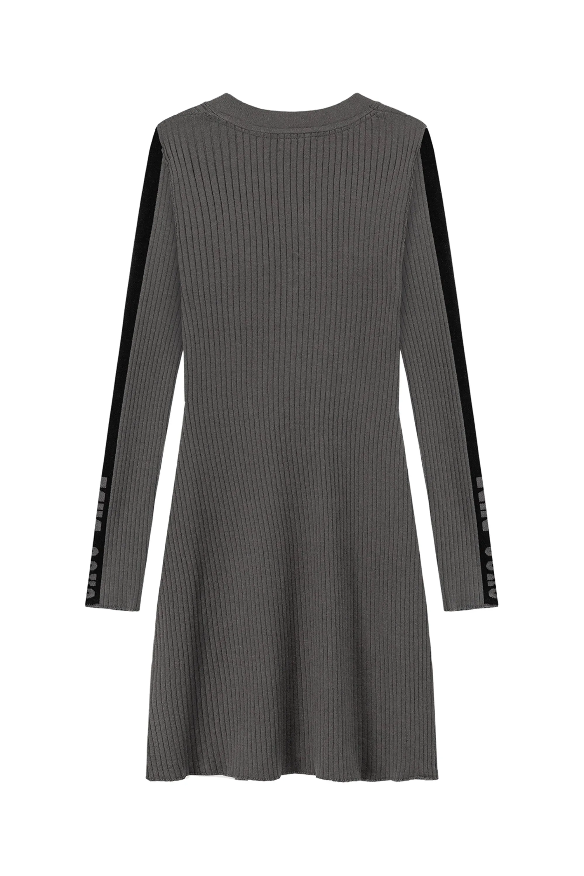 Ribbed Knit Button Dress