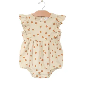 Saffron Dots Flutter-Sleeve Short Romper