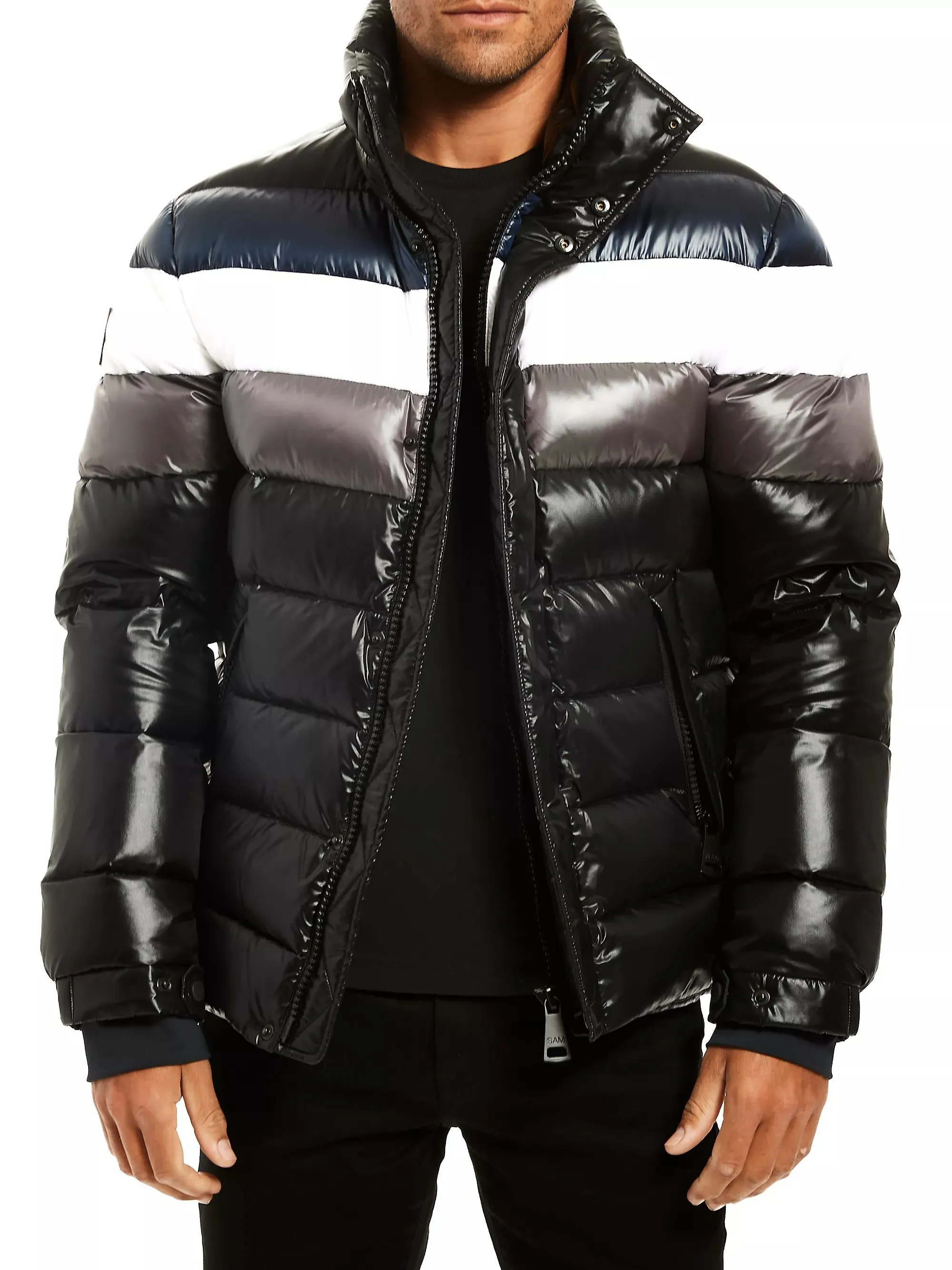 SAM. Mens Olympic Quilted Down Jacket Size Small Black