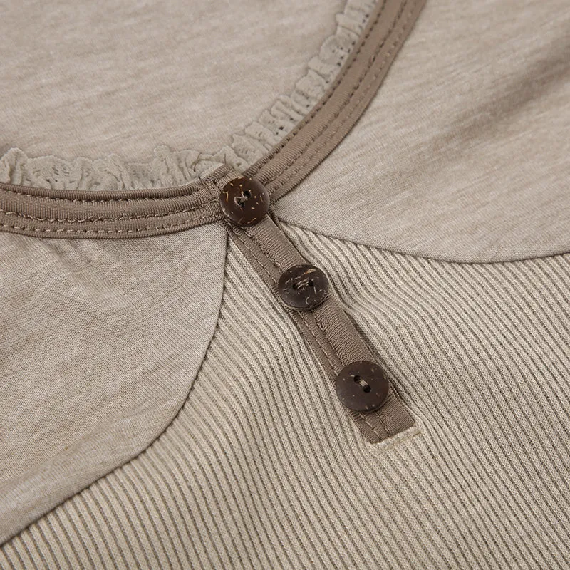 Shai Ribbed Long Sleeve Henley Top