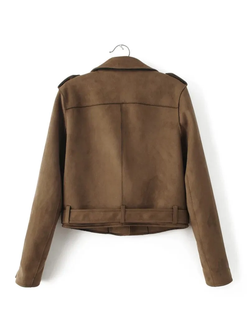 Sidiou Group Fashion Women suede motorcycle jacket