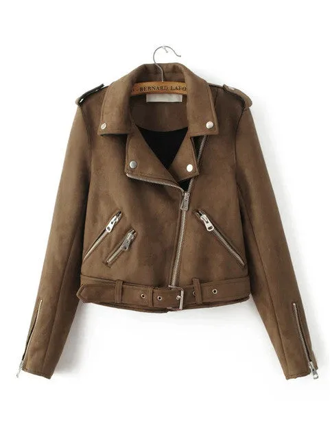 Sidiou Group Fashion Women suede motorcycle jacket