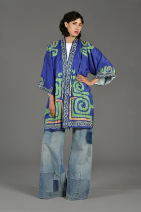 Silk Graphic Ethnic Kimono Sleeve Jacket