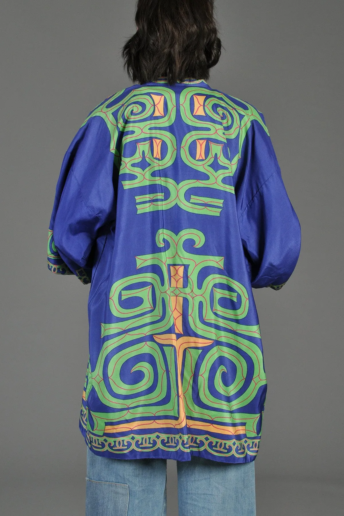 Silk Graphic Ethnic Kimono Sleeve Jacket