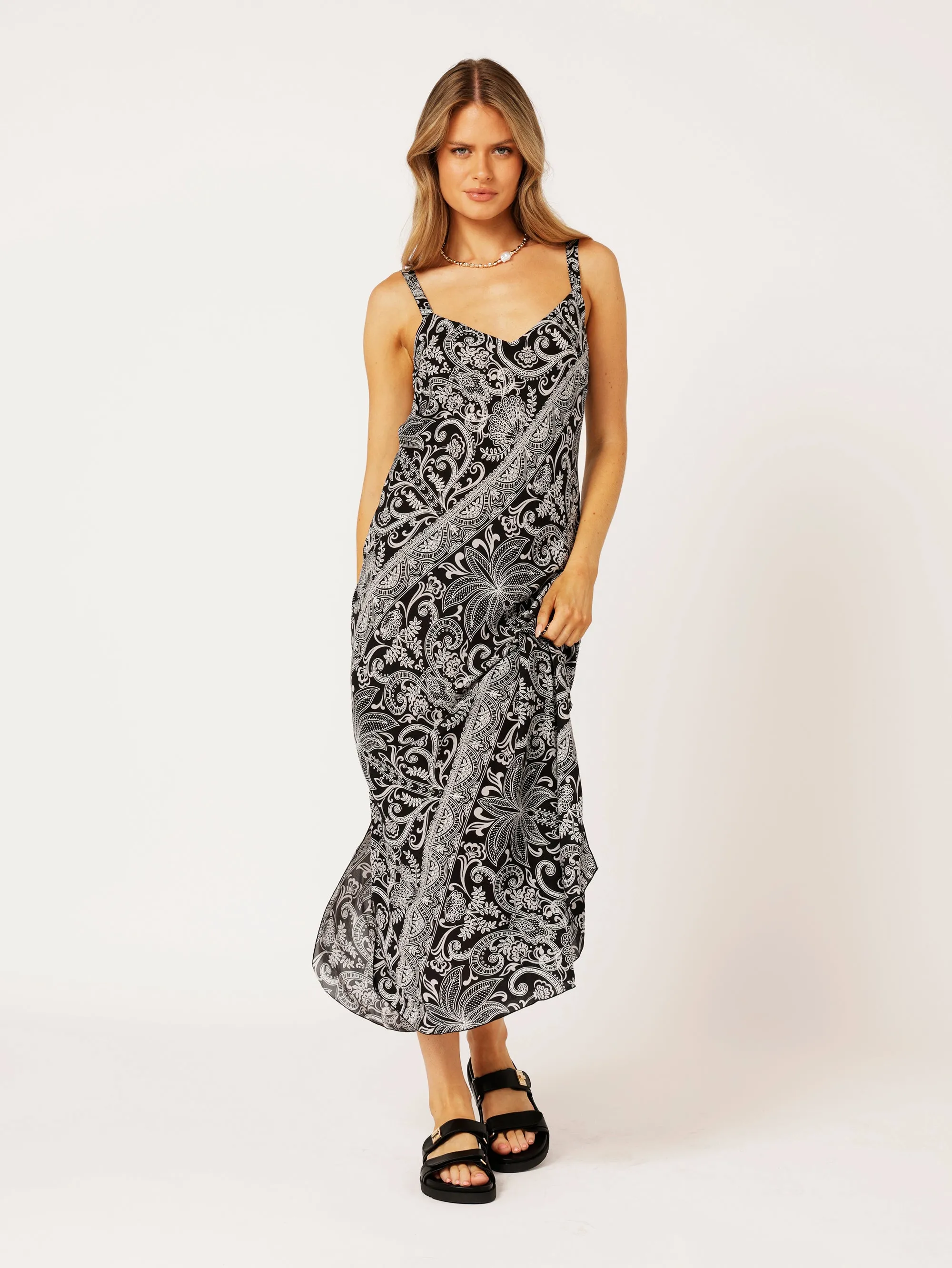 Slip Dress MAXI | Bias Cut | Black Palm