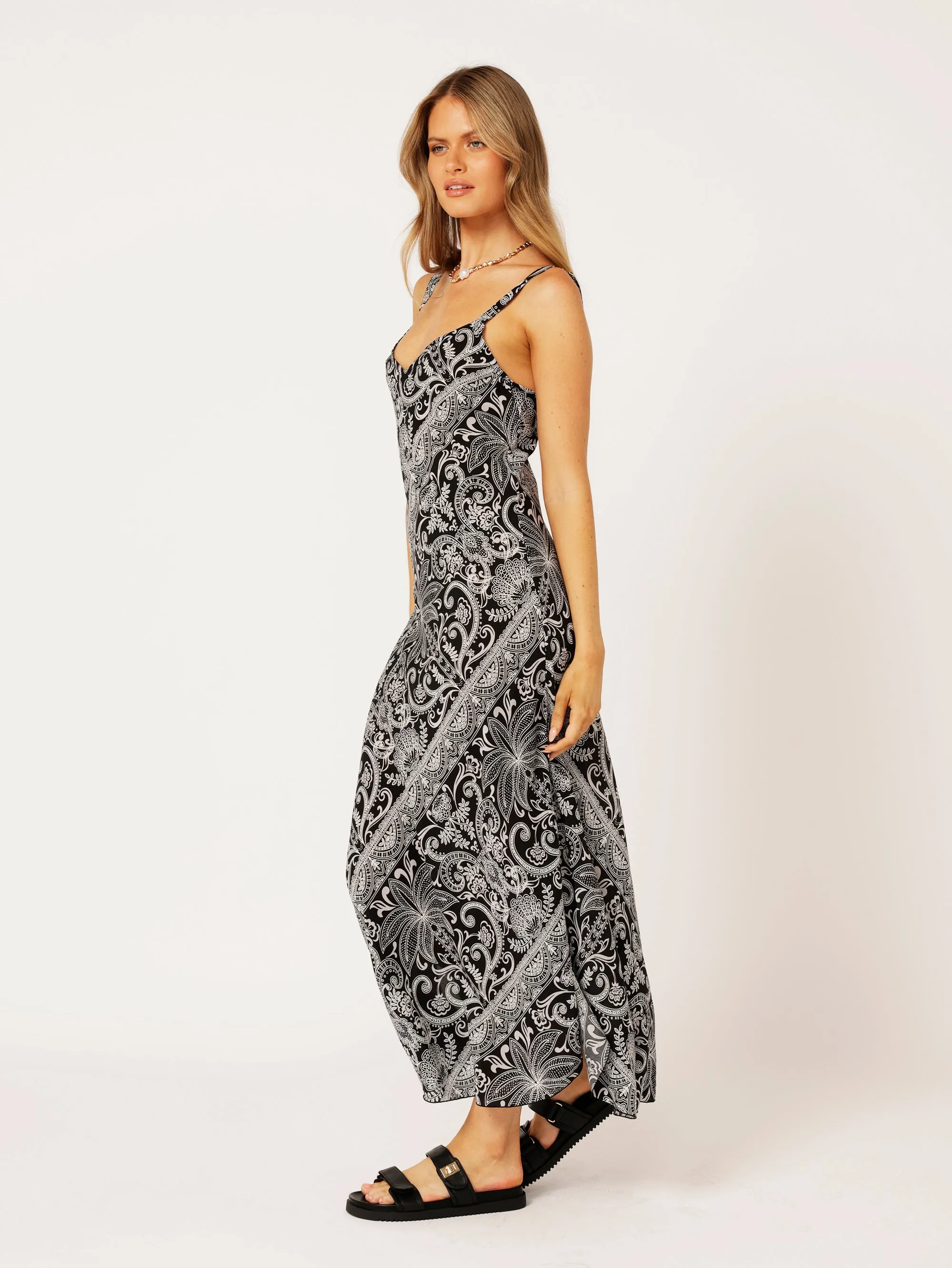 Slip Dress MAXI | Bias Cut | Black Palm