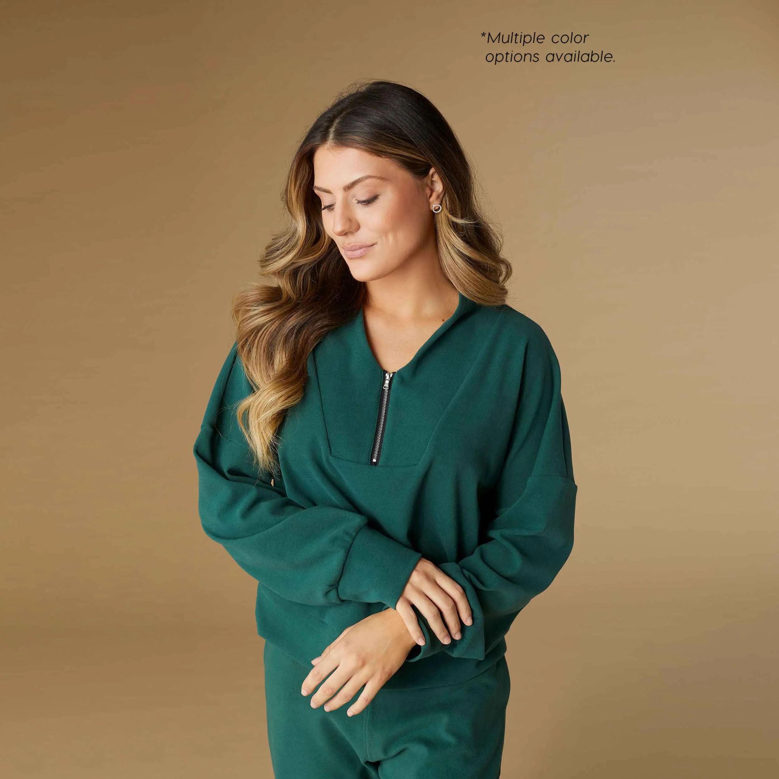 Smooth Zipper Pullover - Evergreen - Final Sale