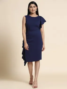 solid bodycon blue dress