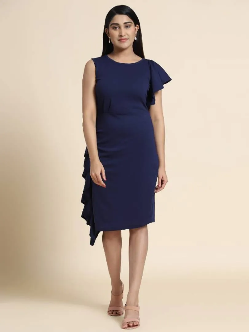 solid bodycon blue dress