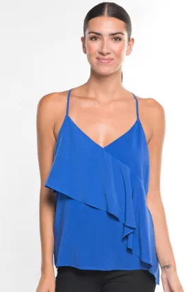 Solid Ruffle Spaghetti Strap Racerback Top
