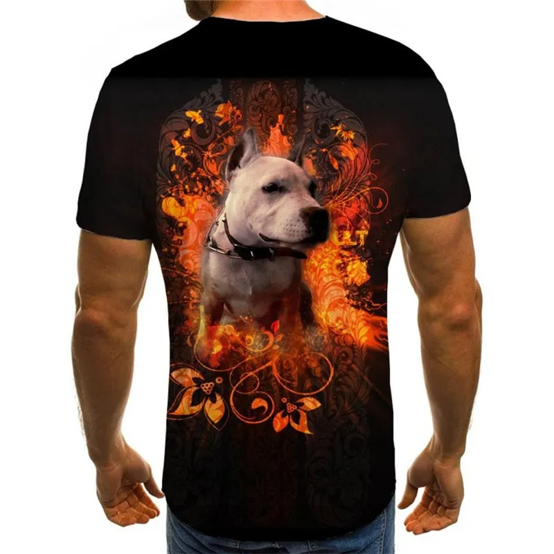 t shirt dog tee top Puppy Cute animal Casual big Smart dogs men's art costume