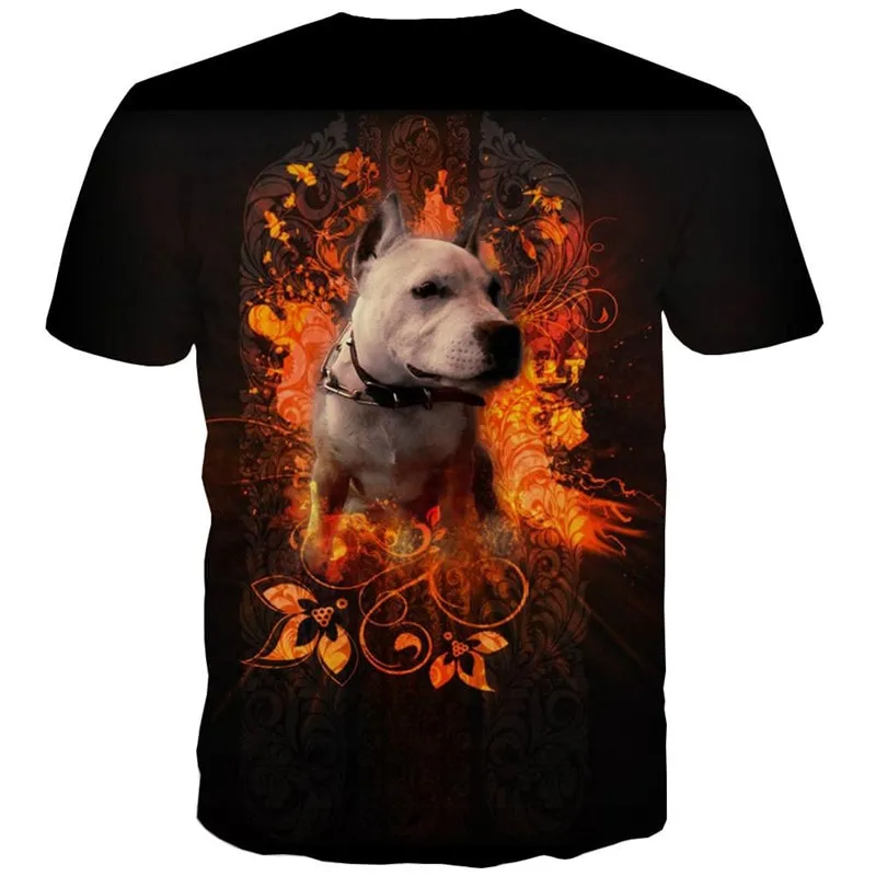 t shirt dog tee top Puppy Cute animal Casual big Smart dogs men's art costume