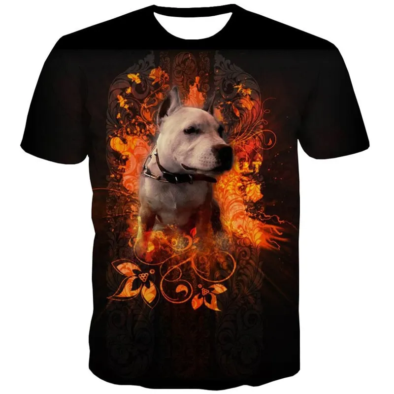 t shirt dog tee top Puppy Cute animal Casual big Smart dogs men's art costume