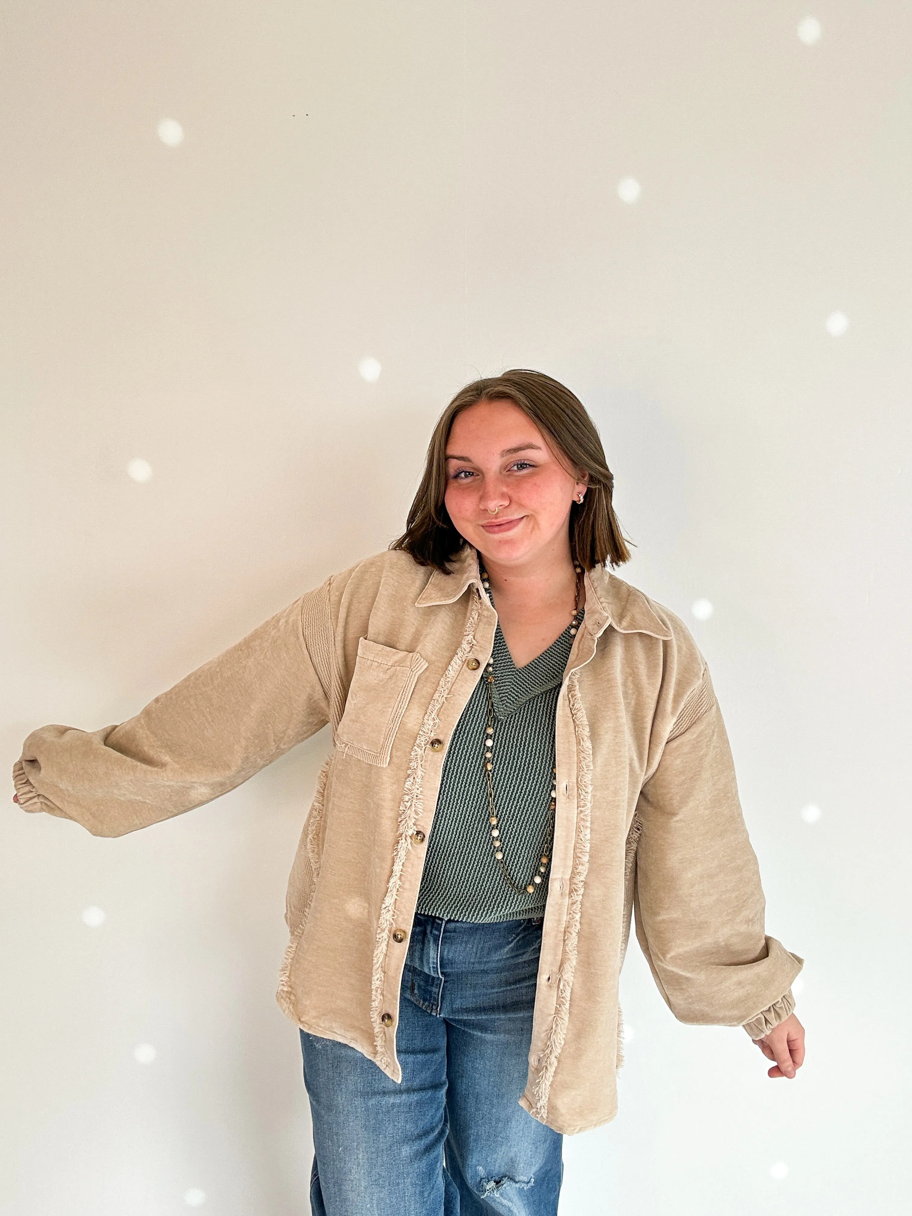 Taupe Button Down Shacket