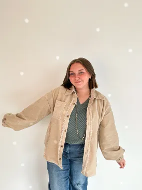 Taupe Button Down Shacket