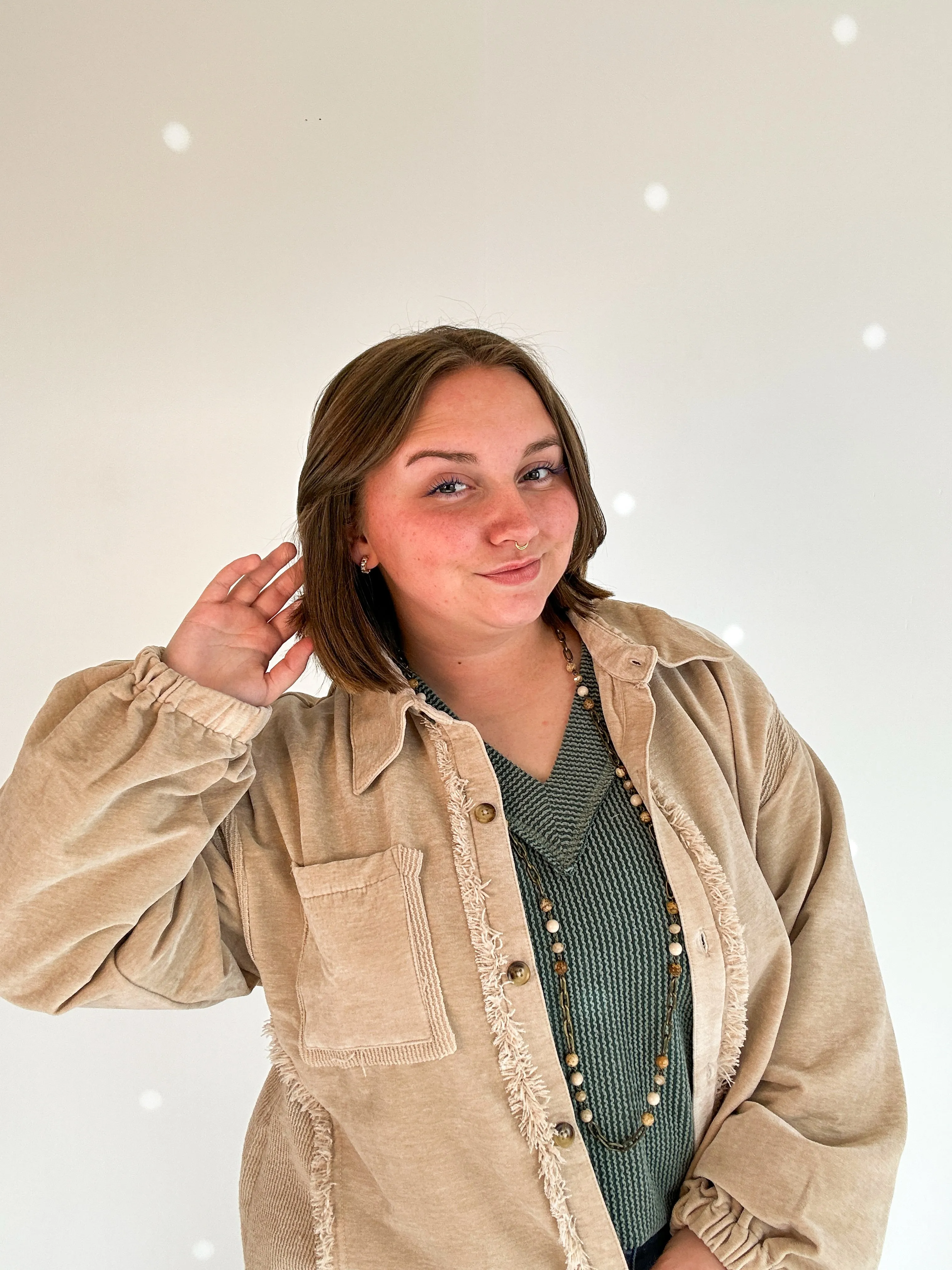 Taupe Button Down Shacket