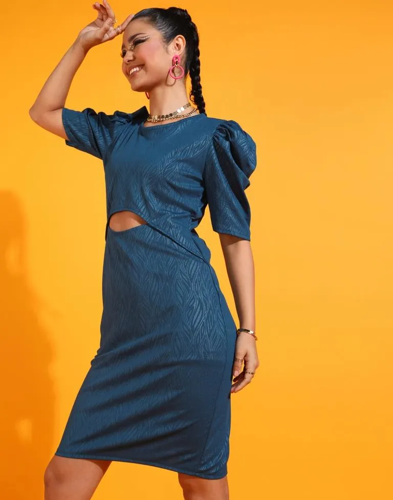 Teal Cut-out Bodycon Dress