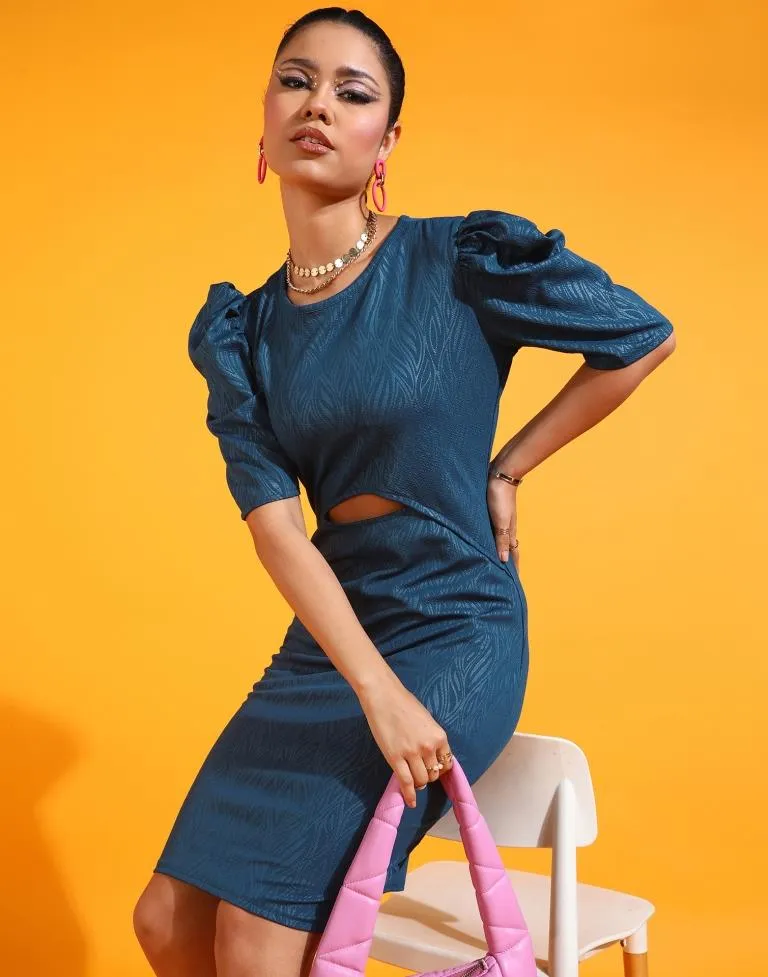 Teal Cut-out Bodycon Dress