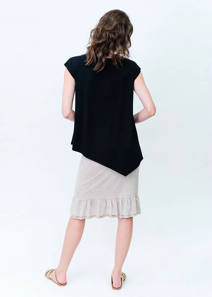 Toni Asymmetrical Bamboo T-Shirt - Black