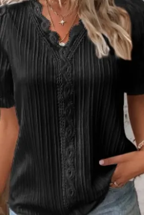V-NECK HOLLOW SHORT-SLEEVED SHIRT