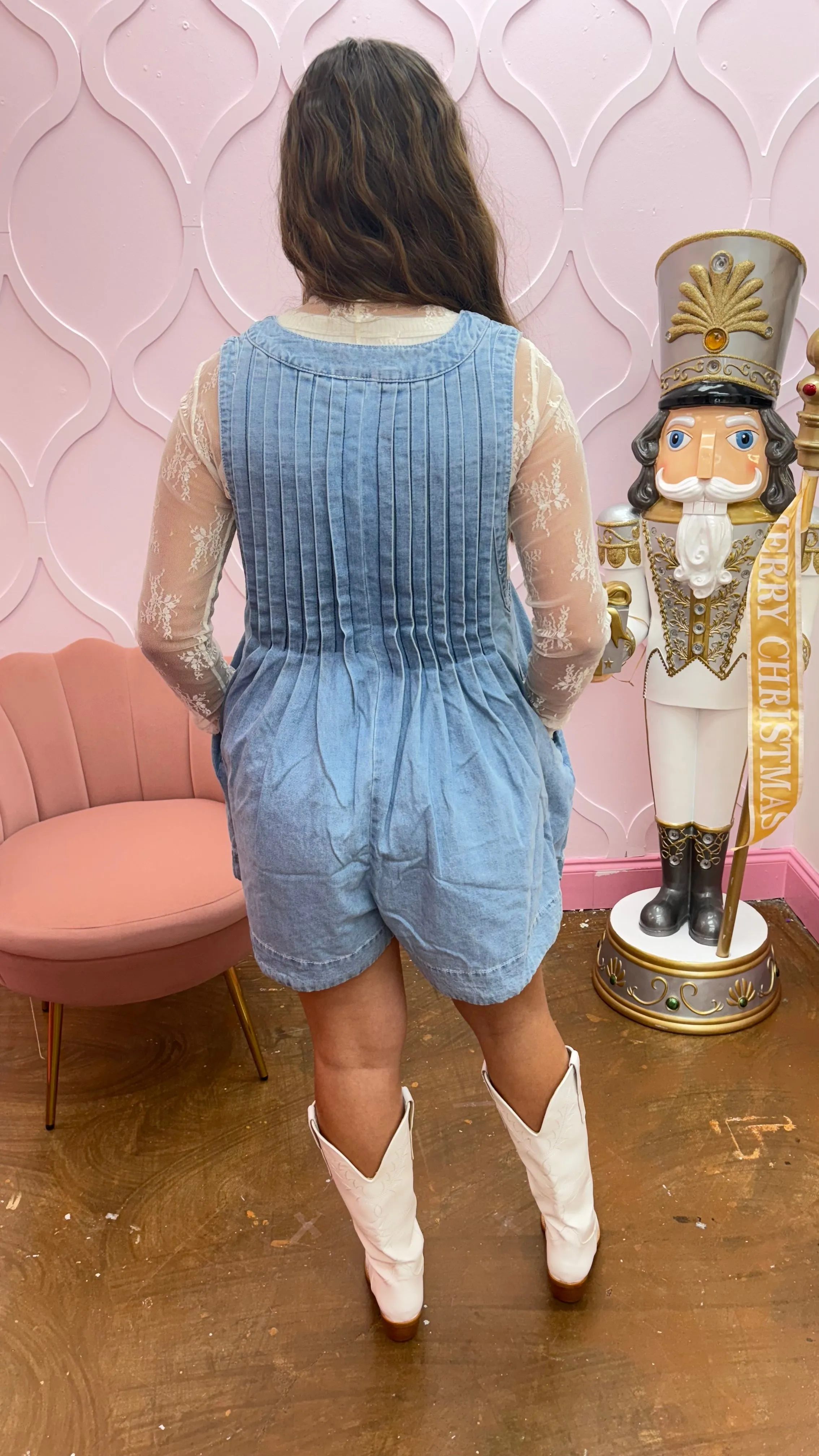 V-neck Sleeveless Denim Romper