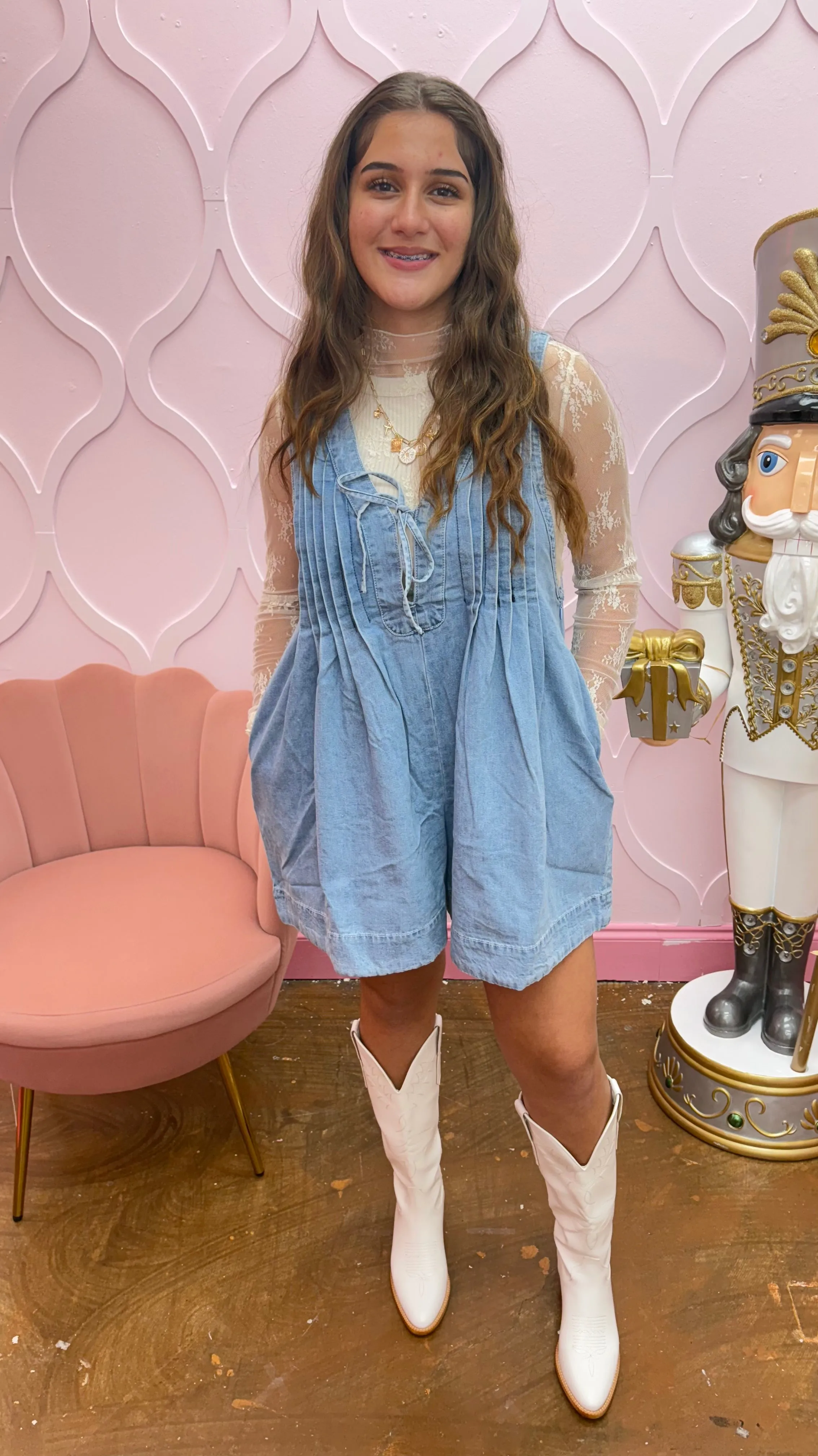 V-neck Sleeveless Denim Romper