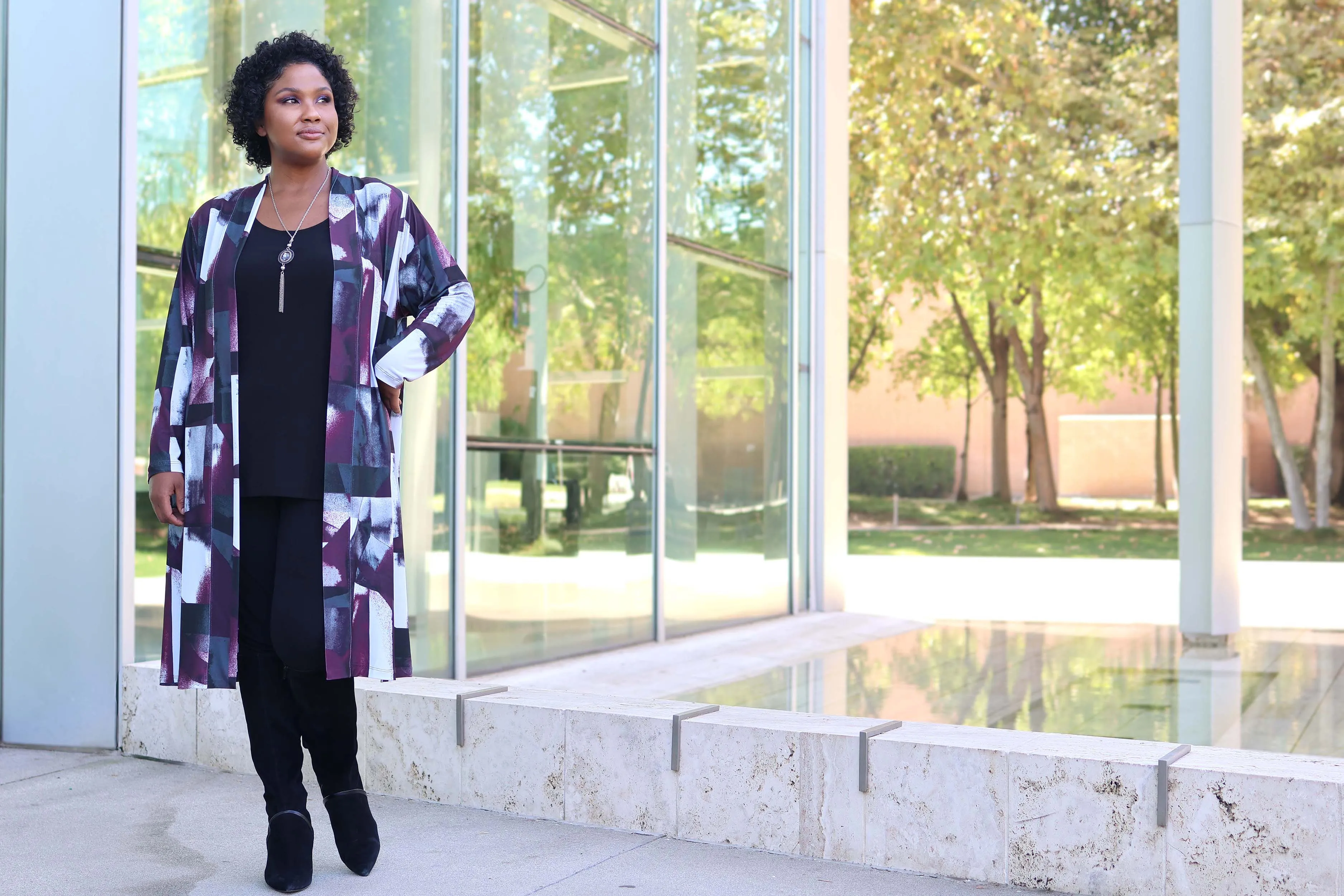 Vikki Vi Jersey Metro Long Sleeve Kimono Duster