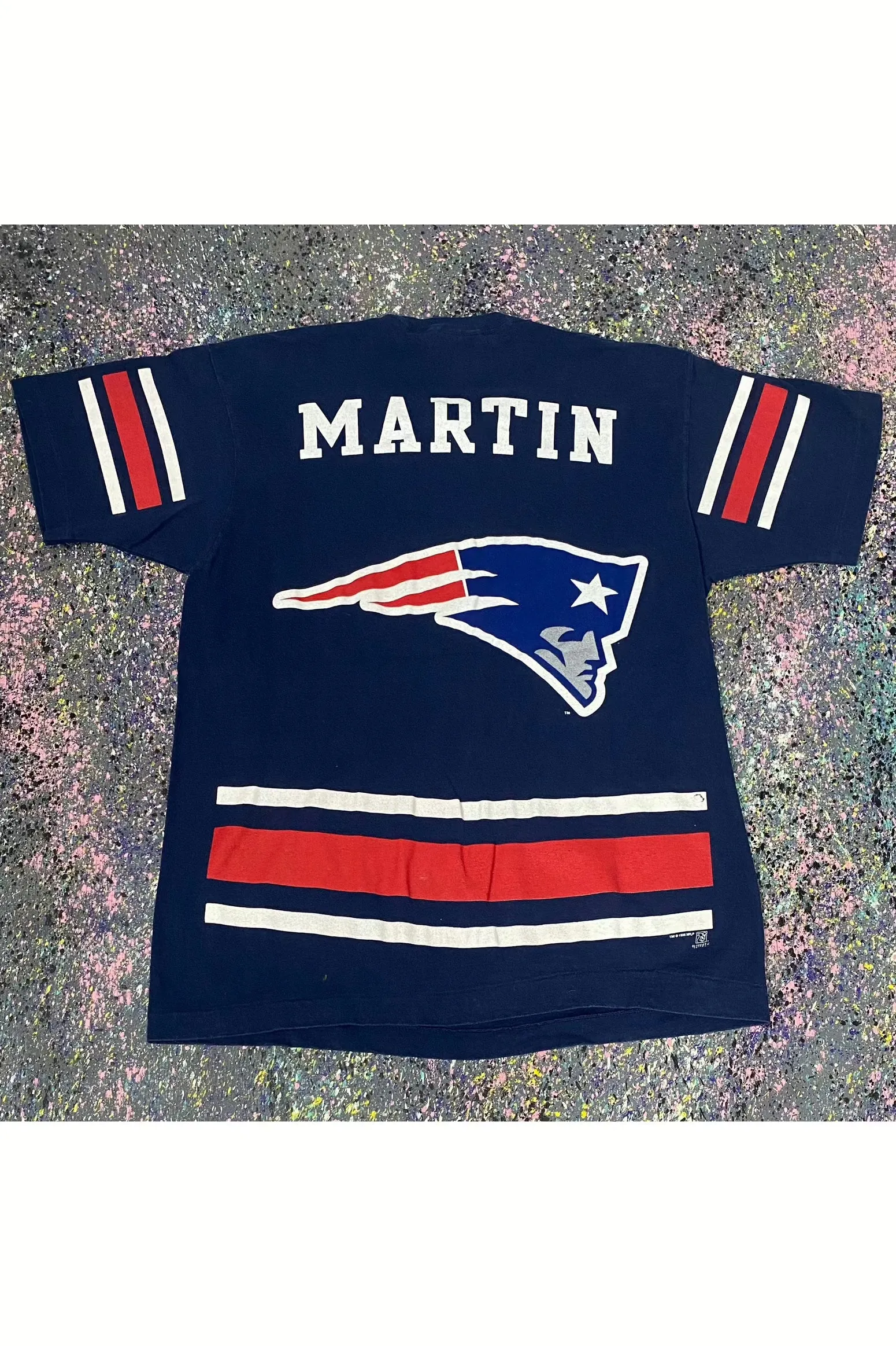 Vintage 1996 New England Patriots Martil All Over Print Tee- L