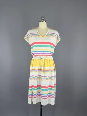 Vintage 80s Dress / Nautical Stripes