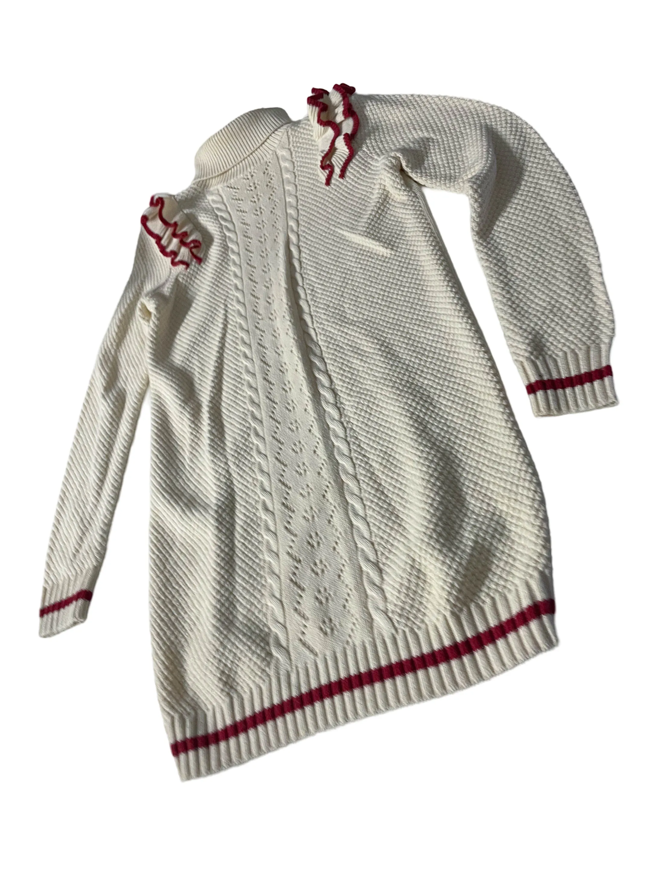 Vintage Next cream girl knitted collared sweater dress 11-12YRS|L34 W16| Made in Myanmar| SKU 4035