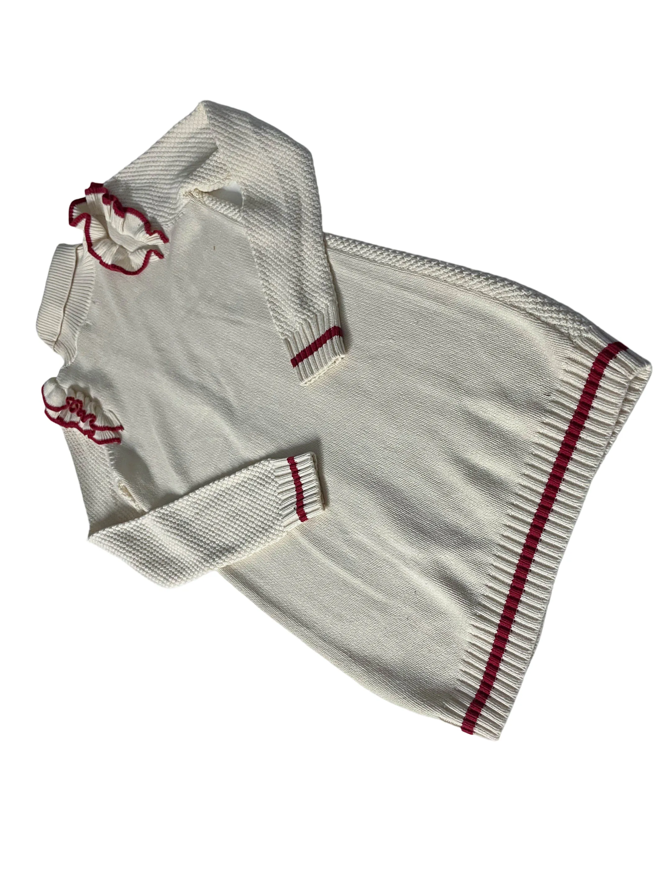 Vintage Next cream girl knitted collared sweater dress 11-12YRS|L34 W16| Made in Myanmar| SKU 4035