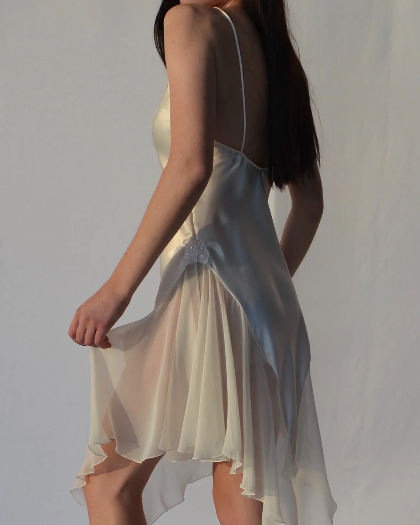 Vintage Satin and Sheer Mermaid Slip Dress