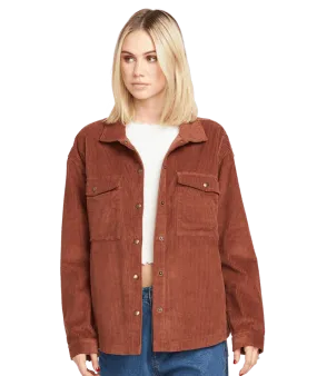 VOLCOM Women's Power Chord Shacket Chestnut Brown