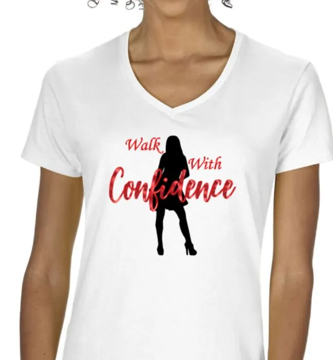 Walk With Confidence White Ladies T-Shirt