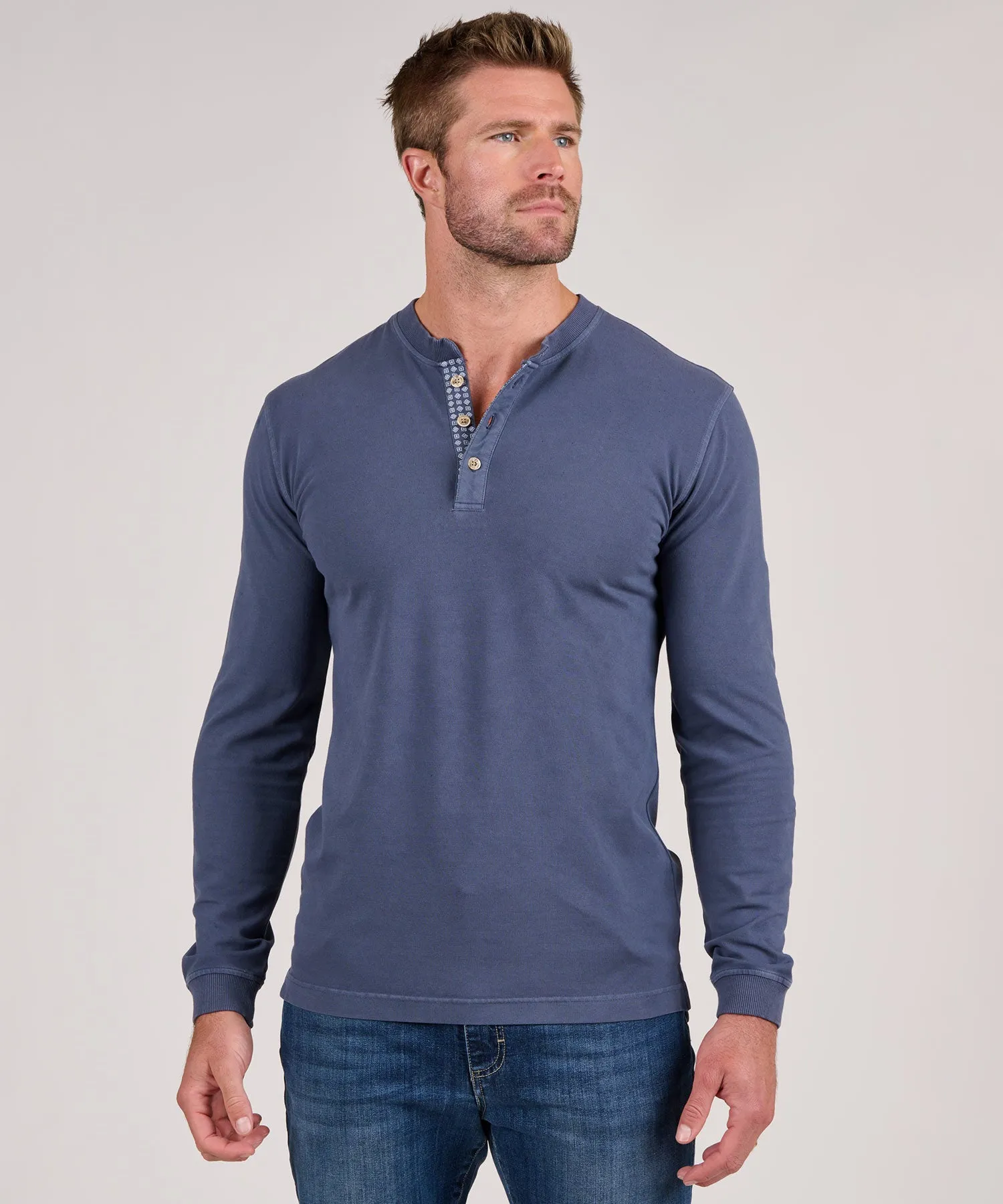 Westport Lifestyle Long Sleeve Cotton Pique Henley