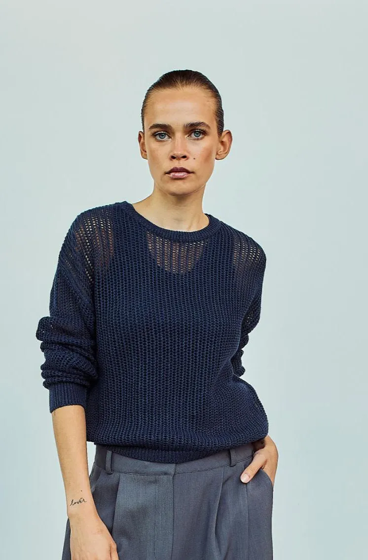 White Black Damen Strick O-Neck Pullover  - Billy