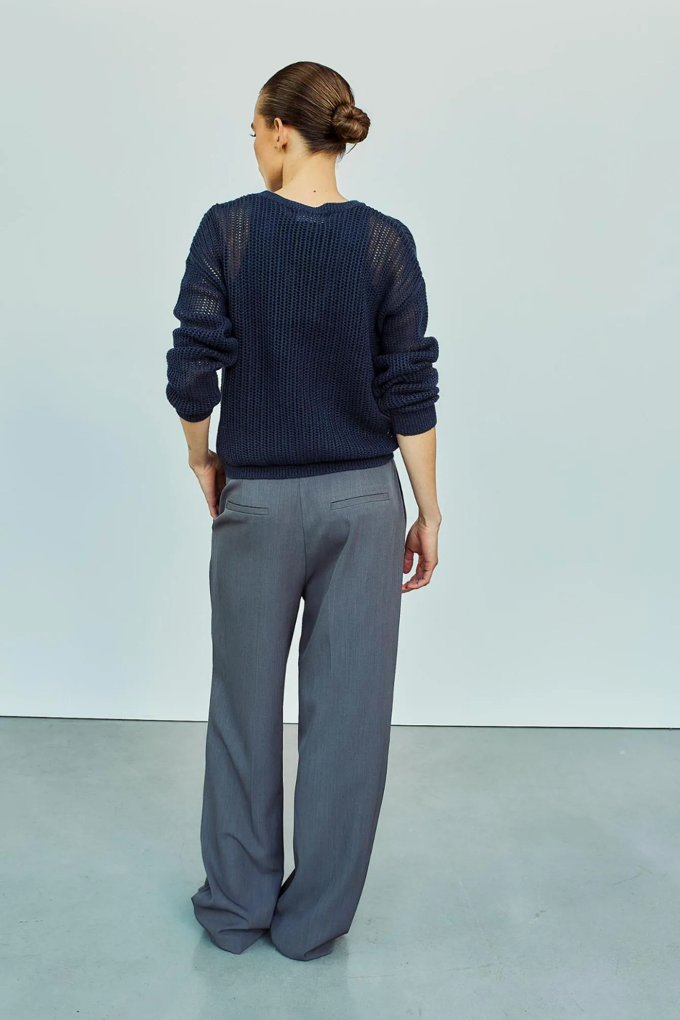 White Black Damen Strick O-Neck Pullover  - Billy