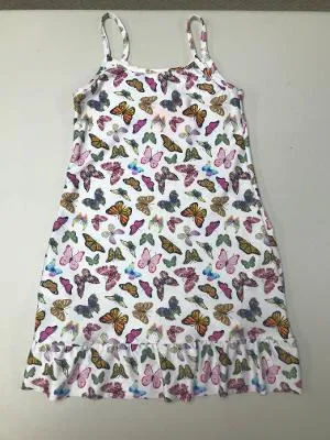 White Butterfly Ruffle Slip Dress