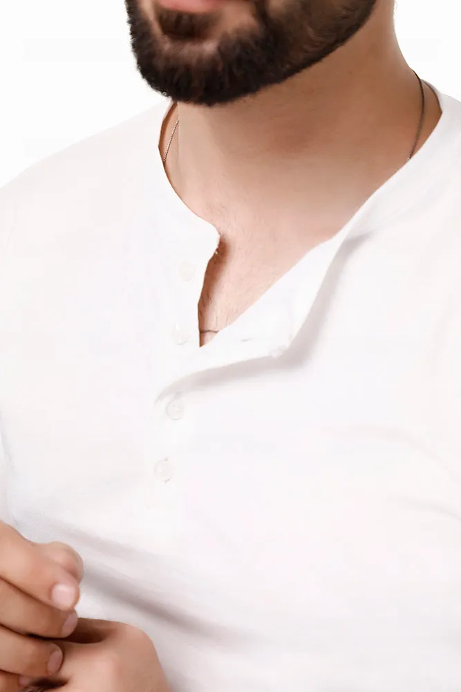 White Full Sleeves Henley