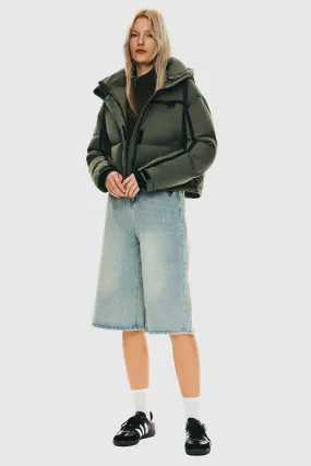 Winter Quilted Hooded Cropped Puffer Jacket