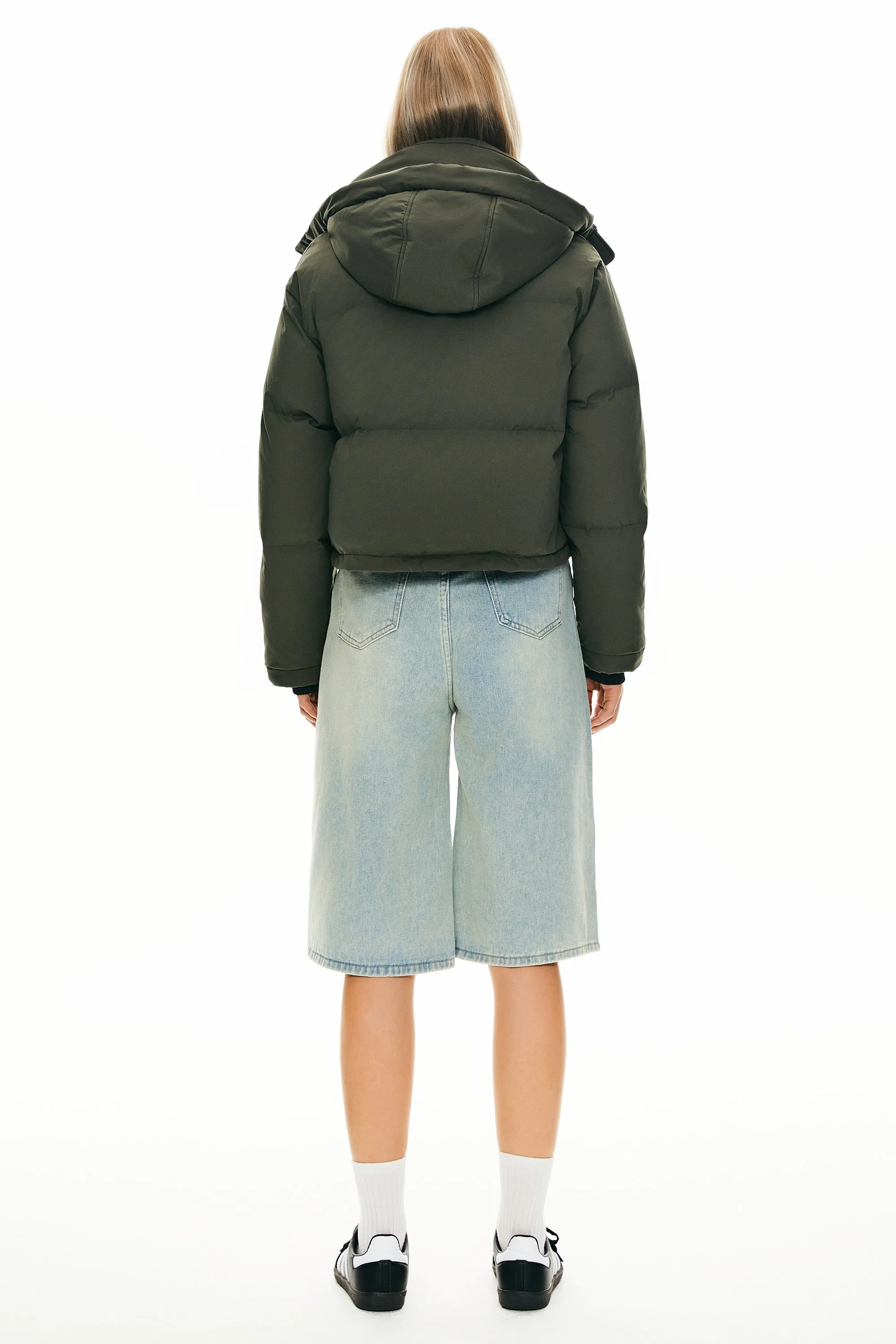 Winter Quilted Hooded Cropped Puffer Jacket