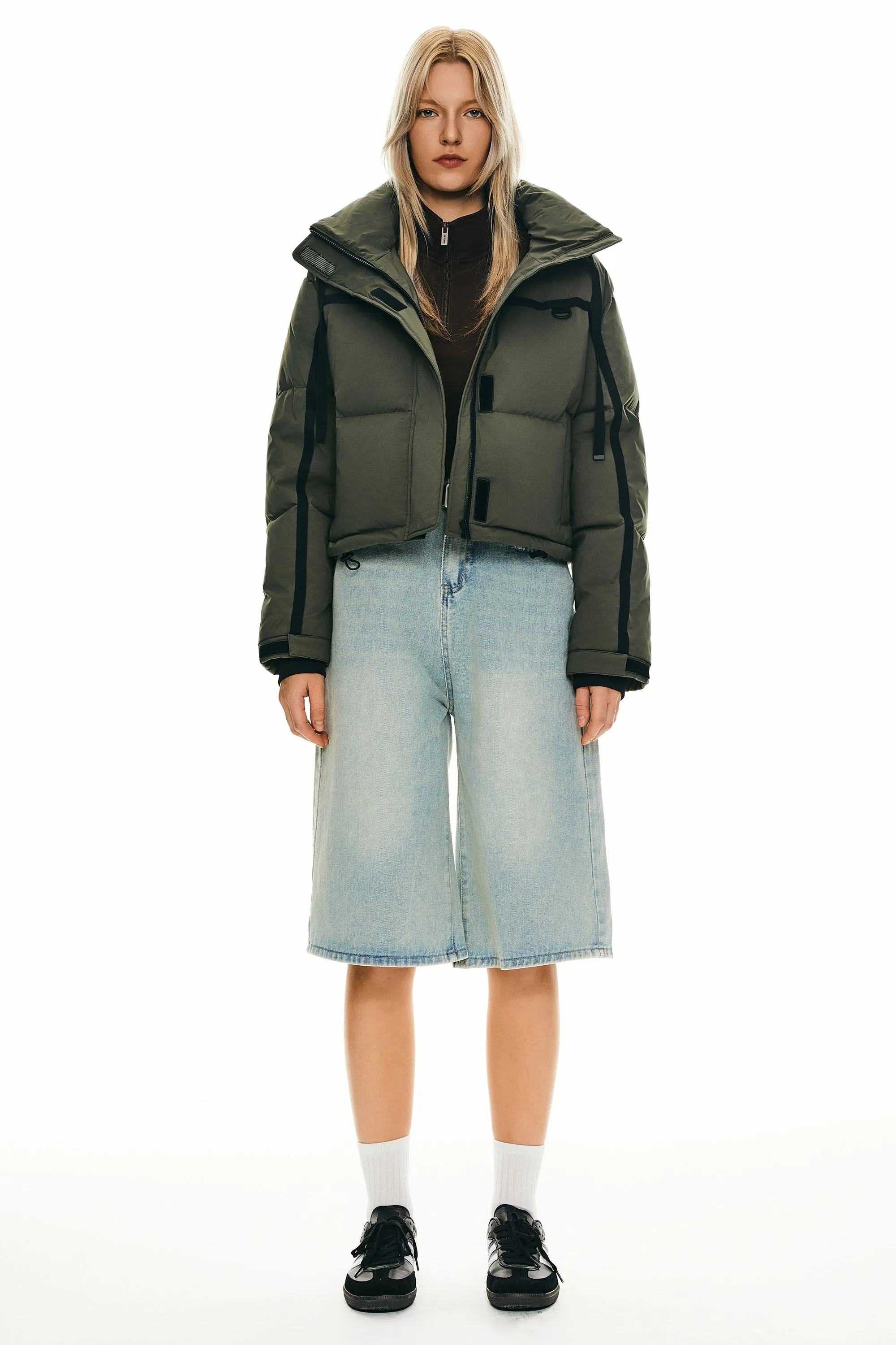 Winter Quilted Hooded Cropped Puffer Jacket