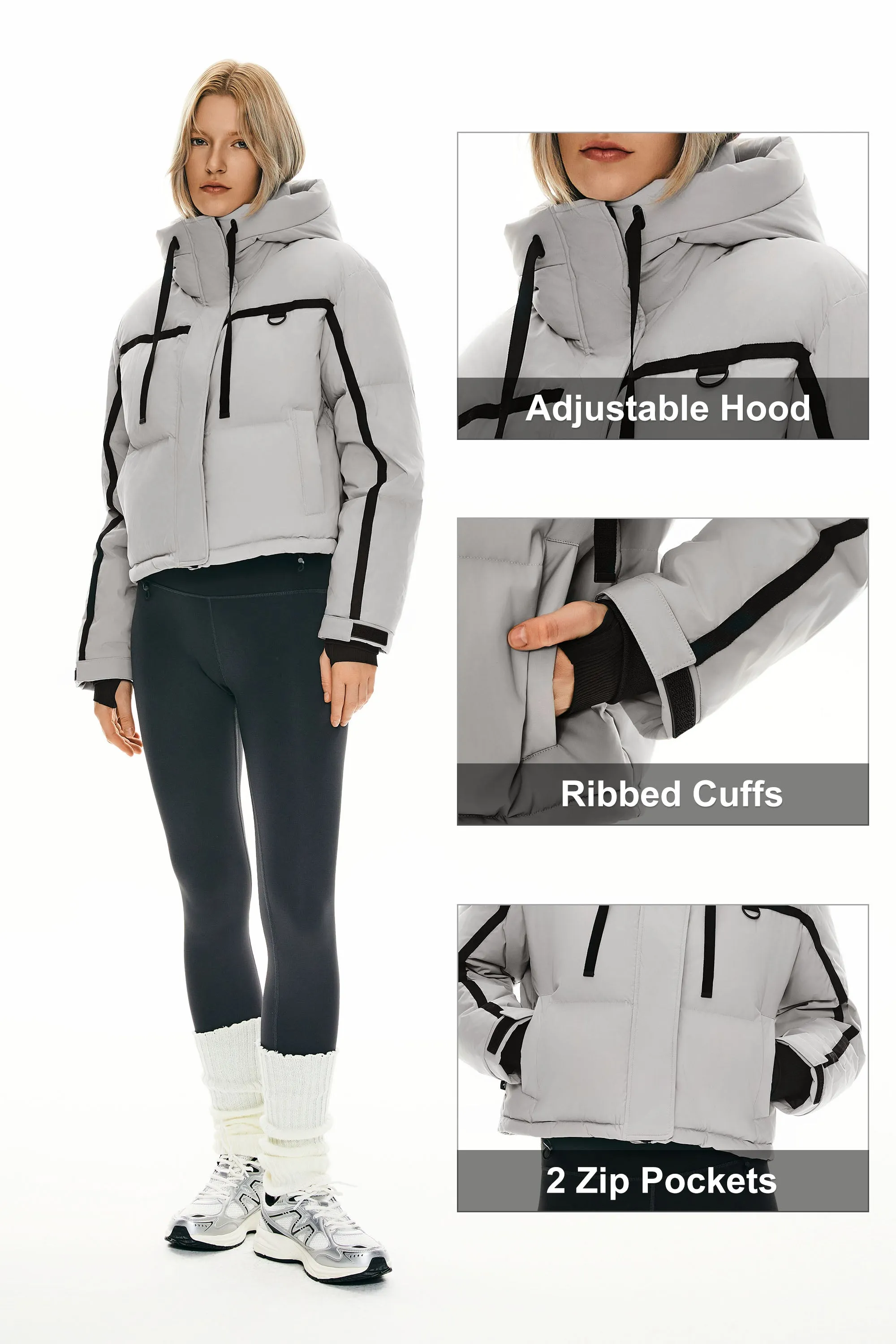Winter Quilted Hooded Cropped Puffer Jacket