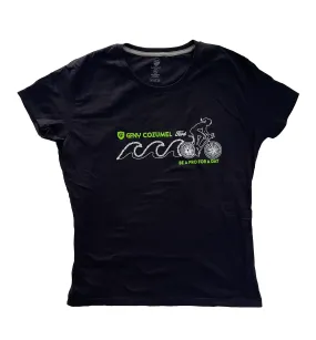 WOMAN BLACK T-SHIRT CYCLIST COZUMEL
