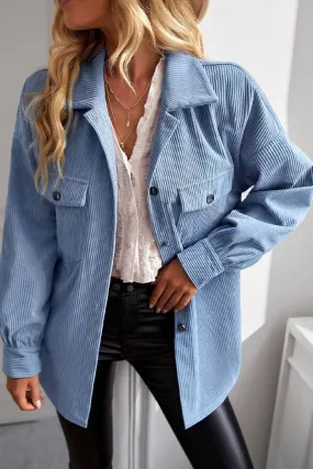 WOMEN CORDUROY BUTTON UP OVERSIZED SHACKET